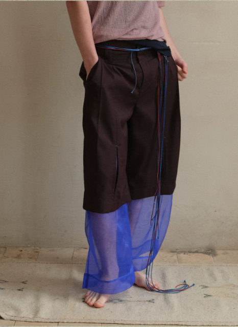 Tibetan Blue Invasion | Organza Layered Trousers