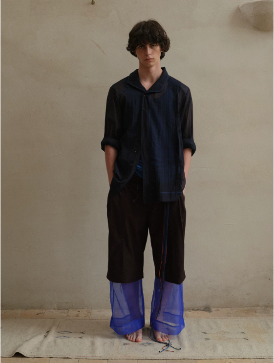 Tibetan Blue Invasion | Organza Layered Trousers