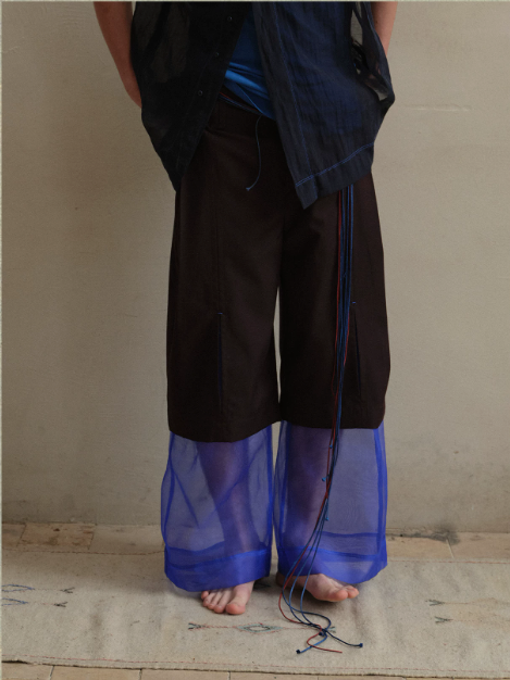 Tibetan Blue Invasion | Organza Layered Trousers