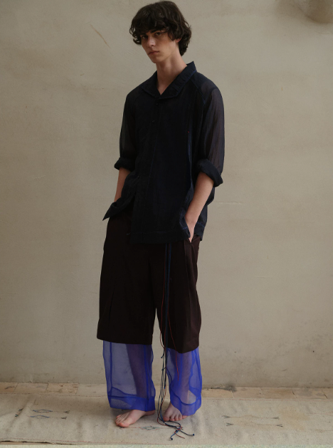 Tibetan Blue Invasion | Organza Layered Trousers