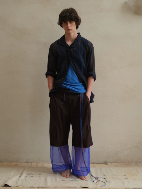 Tibetan Blue Invasion | Organza Layered Trousers