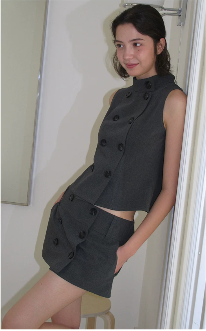 Double-Breasted Sleeveless Tailored Vest