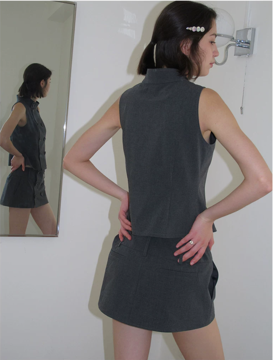 Double-Breasted Sleeveless Tailored Vest