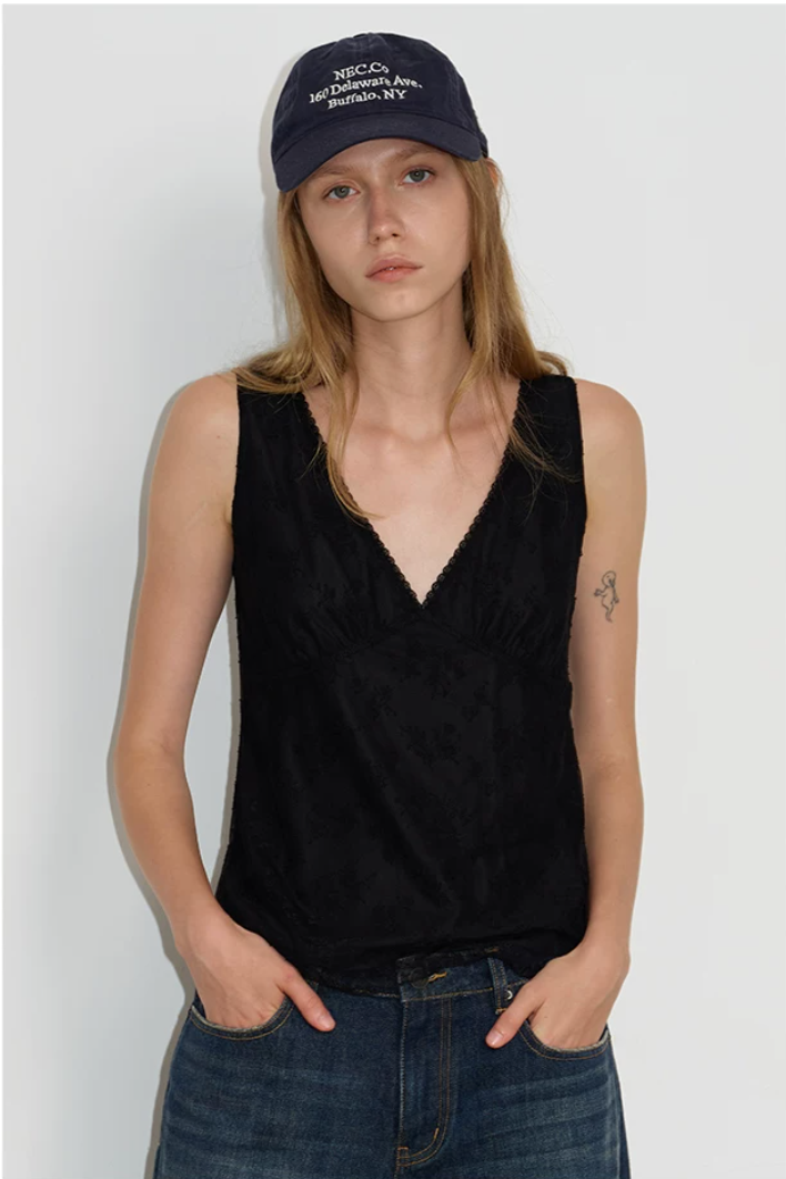 Floral Lace V-Neck Stretch Tank