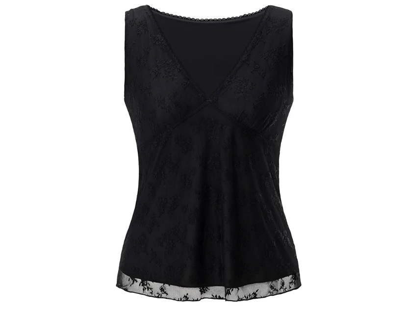 Floral Lace V-Neck Stretch Tank