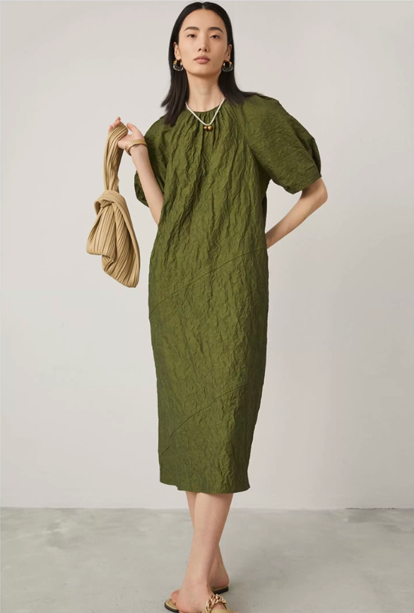 Textured Cocoon Midi Dress