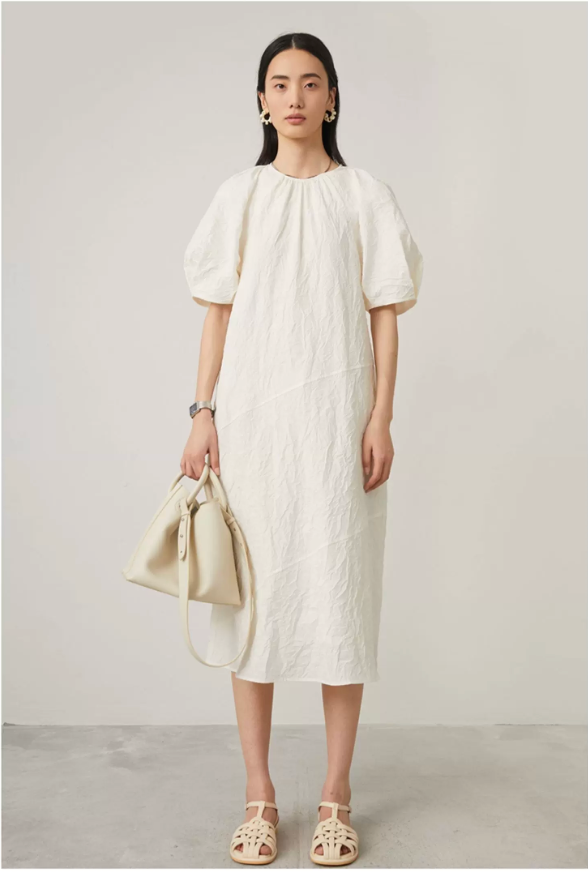 Textured Cocoon Midi Dress