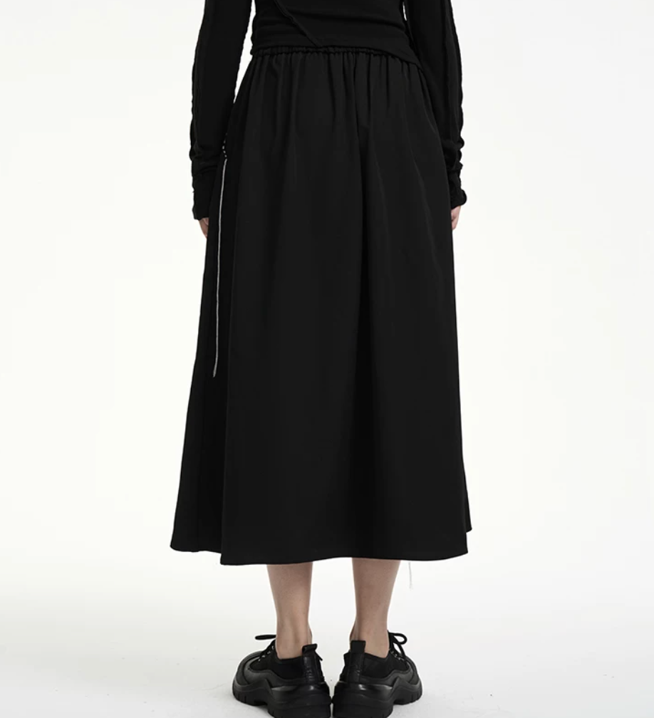 Contrast Stitch A-Line Midi Skirt