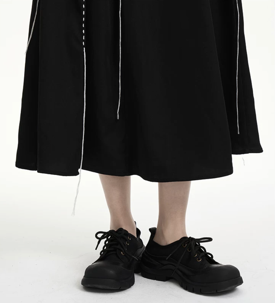 Contrast Stitch A-Line Midi Skirt