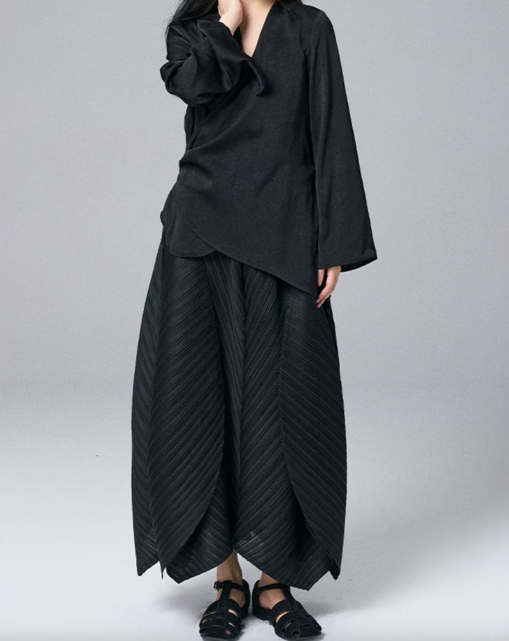 Architectural Pleated Overlay Trousers
