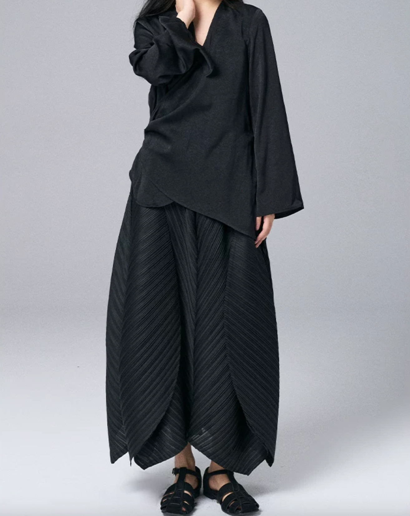 Architectural Pleated Overlay Trousers
