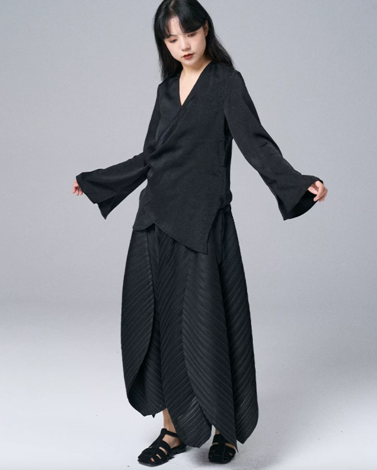 Architectural Pleated Overlay Trousers
