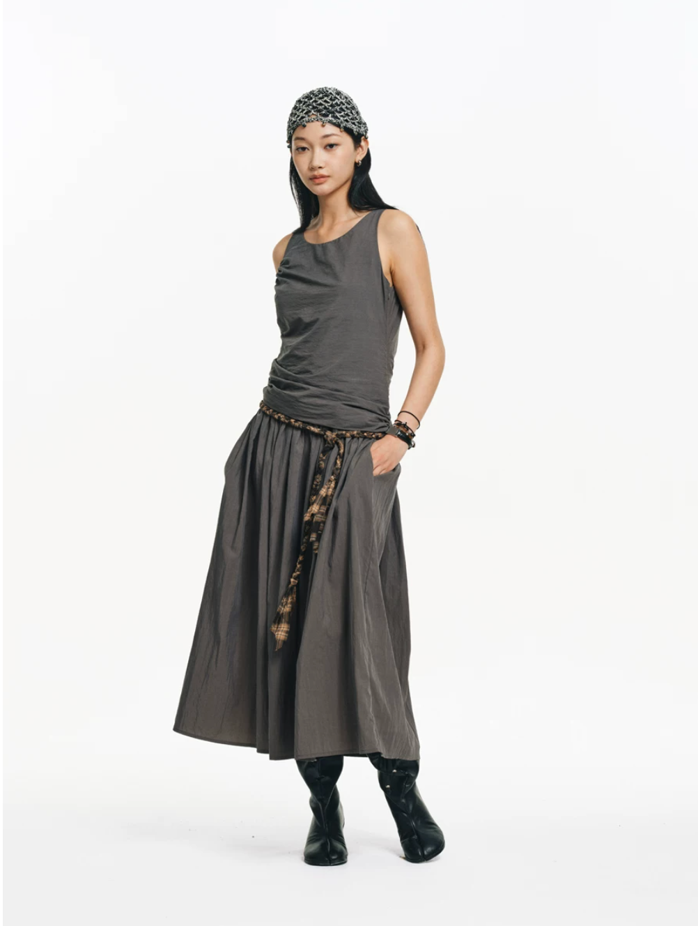 Ruched Tank Midi Dress