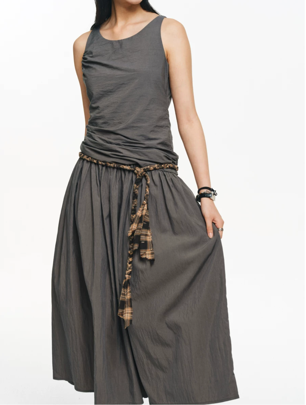 Ruched Tank Midi Dress