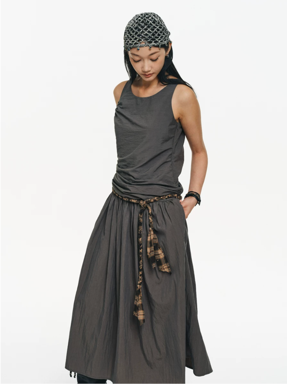 Ruched Tank Midi Dress