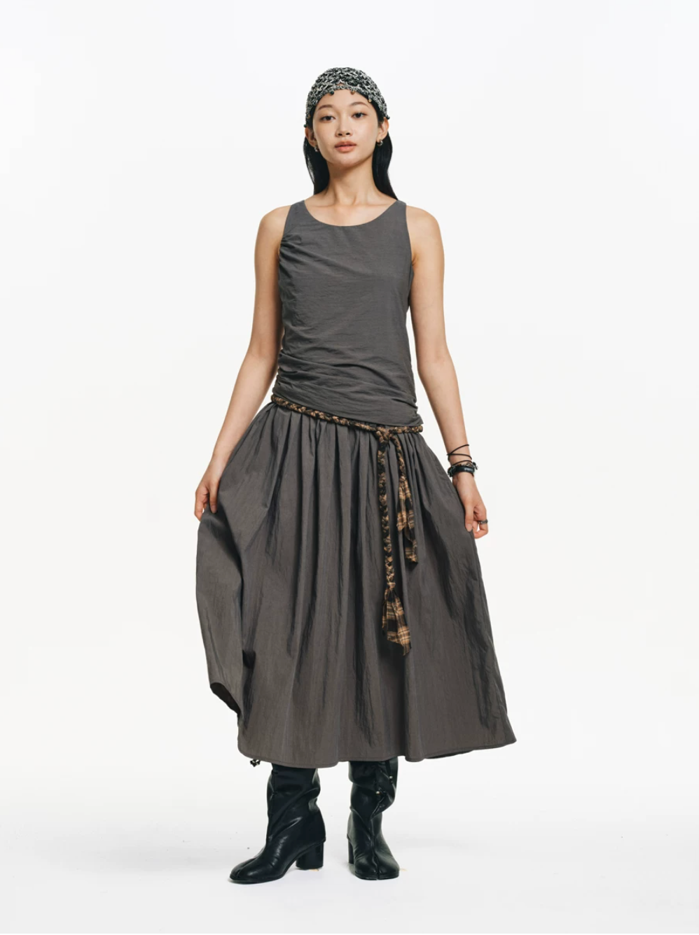 Ruched Tank Midi Dress