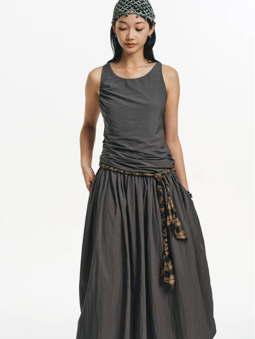 Ruched Tank Midi Dress
