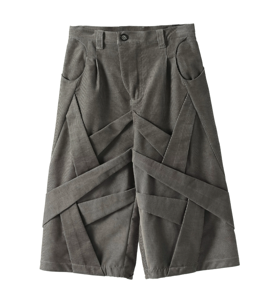 Geometric Wrap Panel Cropped Trousers