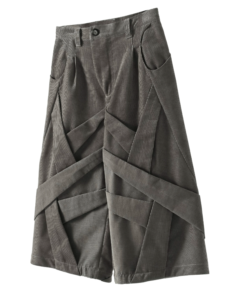 Geometric Wrap Panel Cropped Trousers