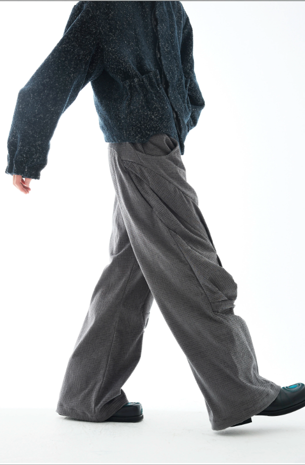Rotational Drape Wide-Leg Trousers