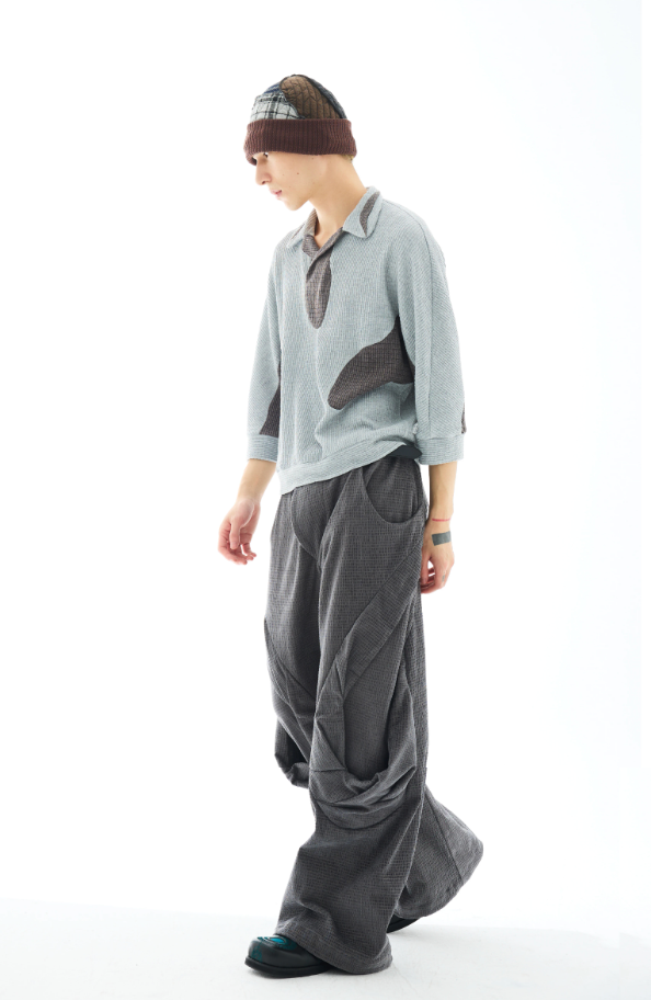 Rotational Drape Wide-Leg Trousers