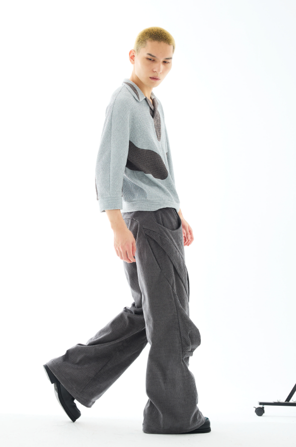 Rotational Drape Wide-Leg Trousers
