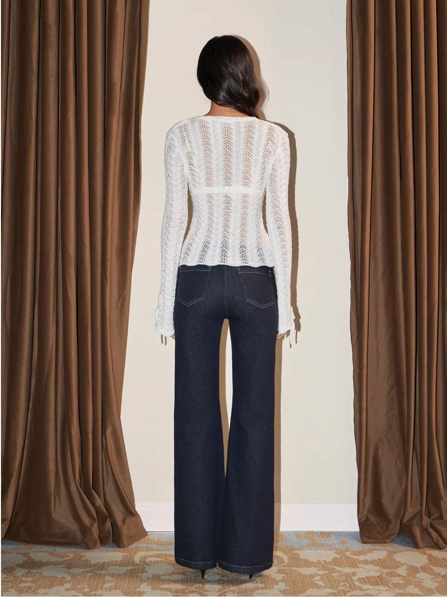 Openwork Lace Tie-Cuff Cardigan