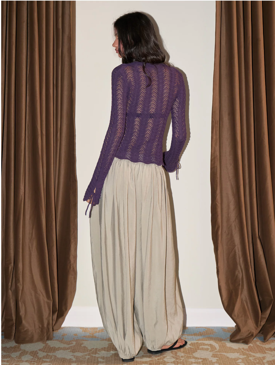 Openwork Lace Tie-Cuff Cardigan