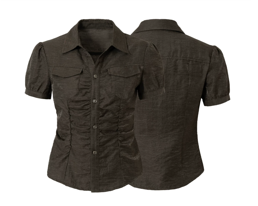 Ruched Panel Fitted Shirt