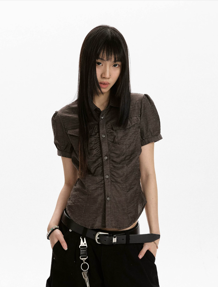 Ruched Panel Fitted Shirt