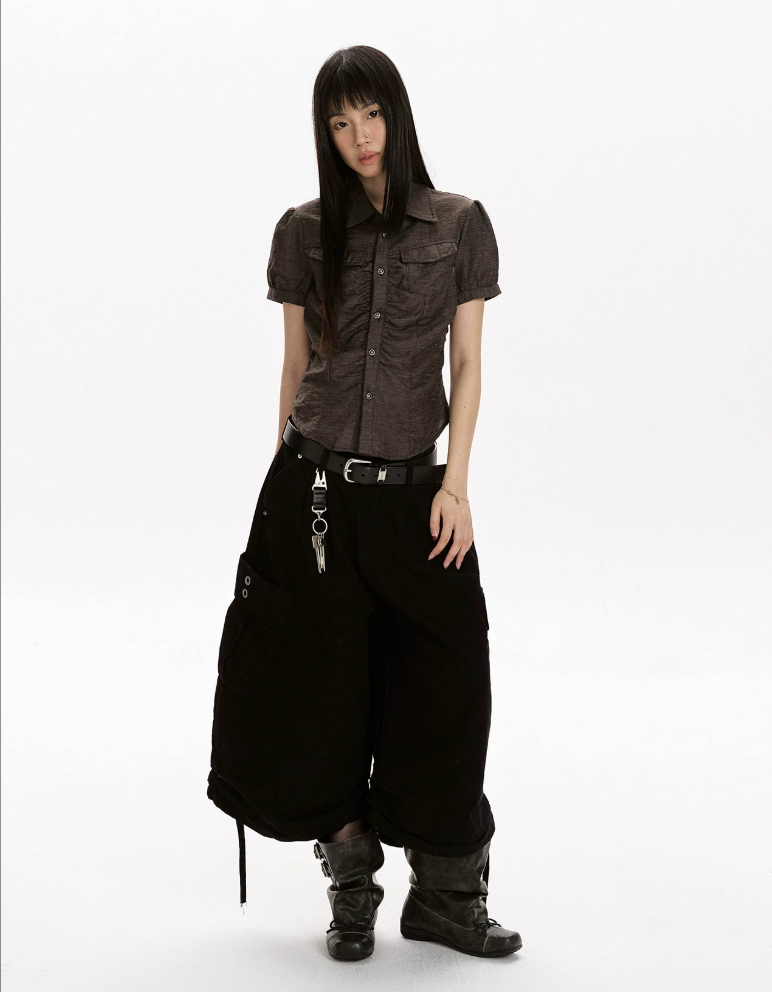 Ruched Panel Fitted Shirt