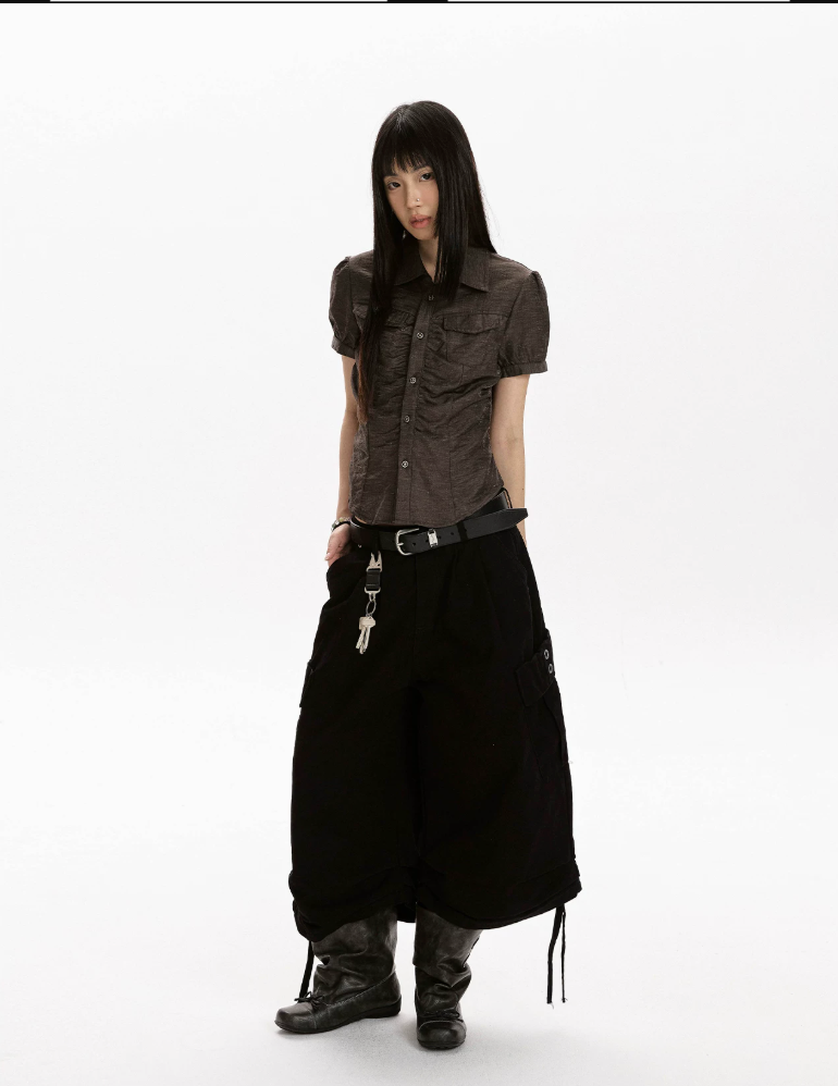Ruched Panel Fitted Shirt
