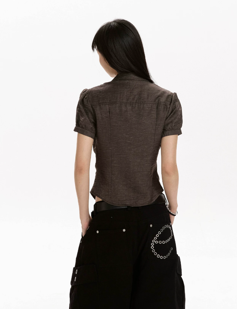 Ruched Panel Fitted Shirt