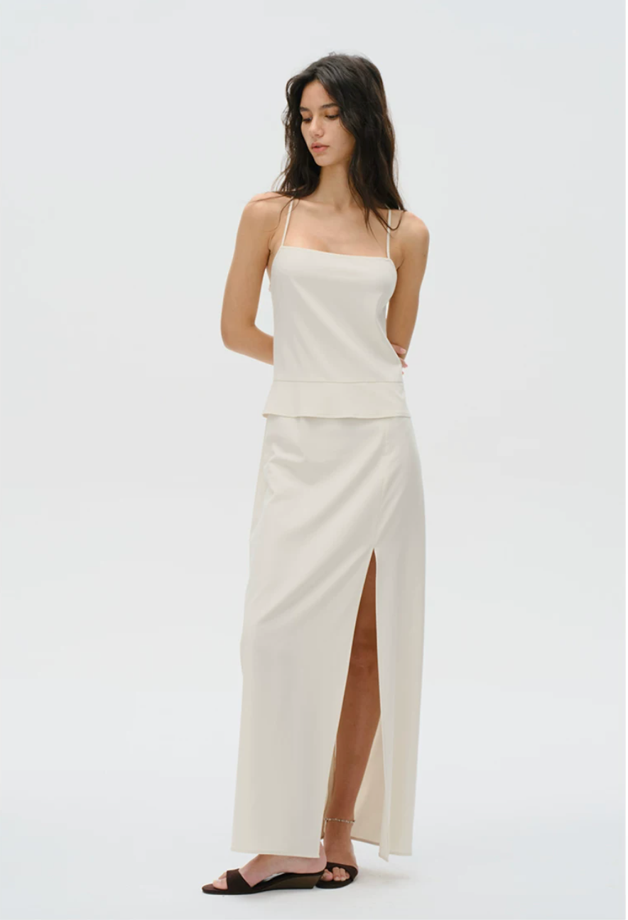 Faux Two-Piece Column Maxi Dress