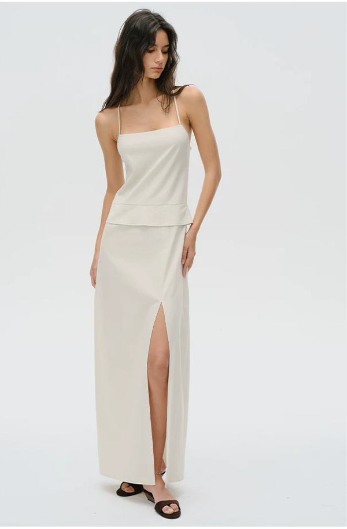 Faux Two-Piece Column Maxi Dress