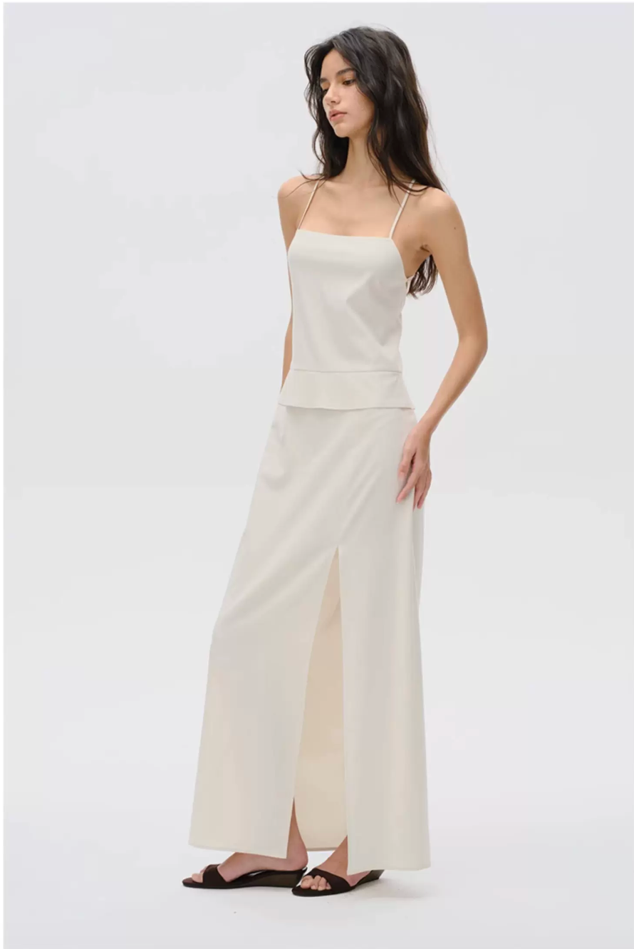 Faux Two-Piece Column Maxi Dress