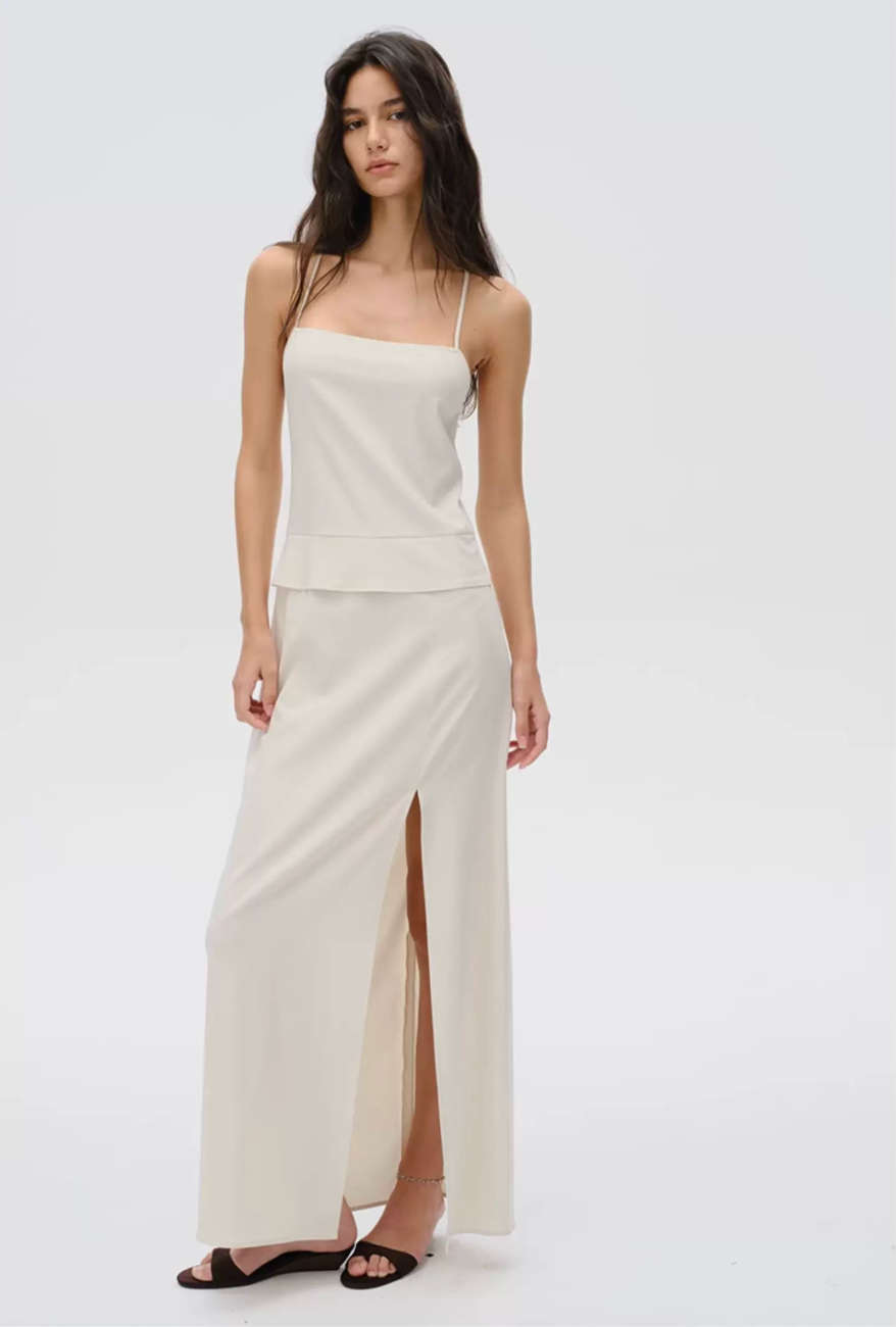 Faux Two-Piece Column Maxi Dress
