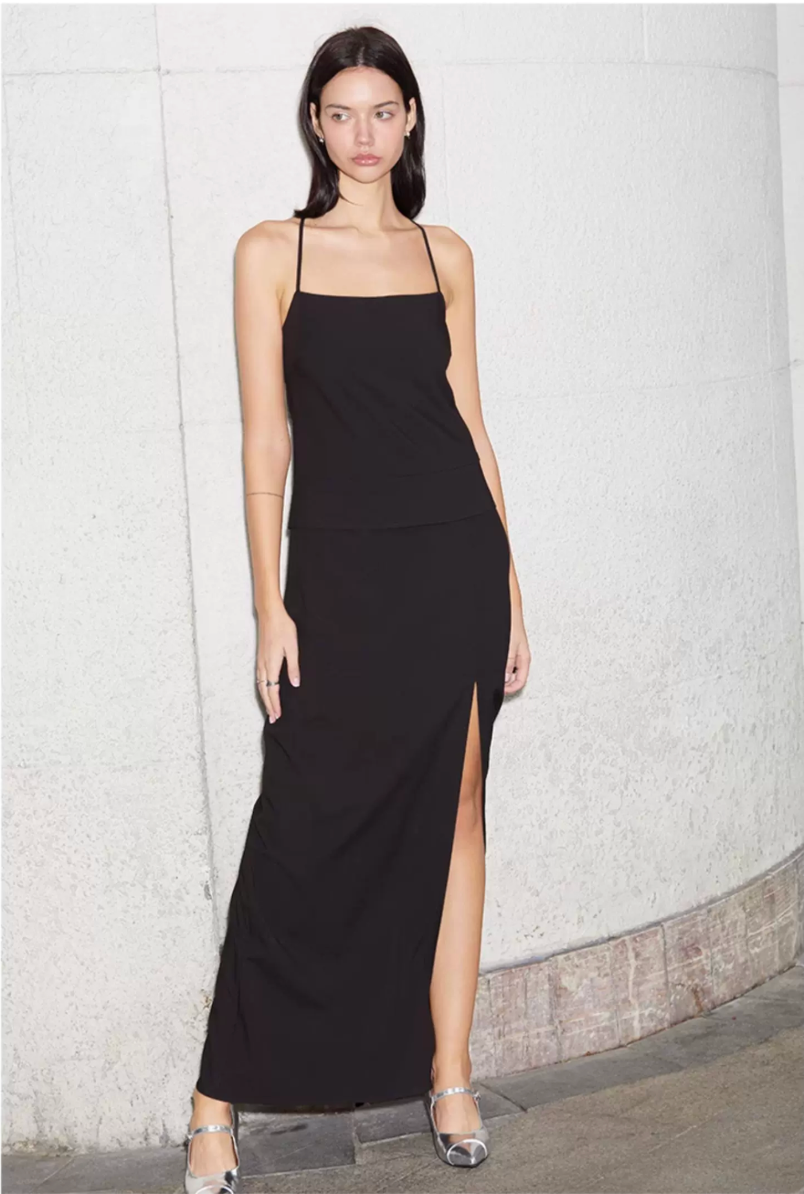 Faux Two-Piece Column Maxi Dress