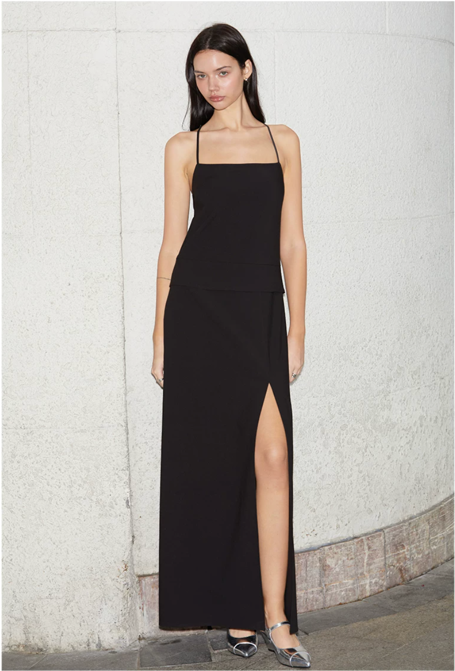 Faux Two-Piece Column Maxi Dress