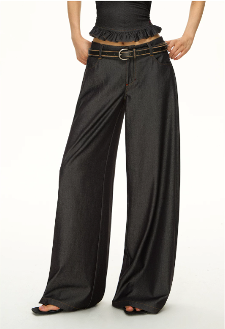 Ruched Halter Top & Fluid Wide-Leg Trouser Set