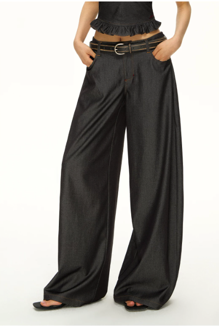 Ruched Halter Top & Fluid Wide-Leg Trouser Set