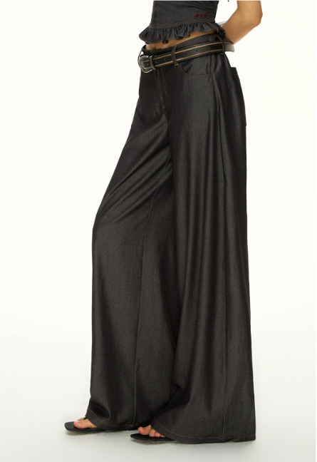 Ruched Halter Top & Fluid Wide-Leg Trouser Set