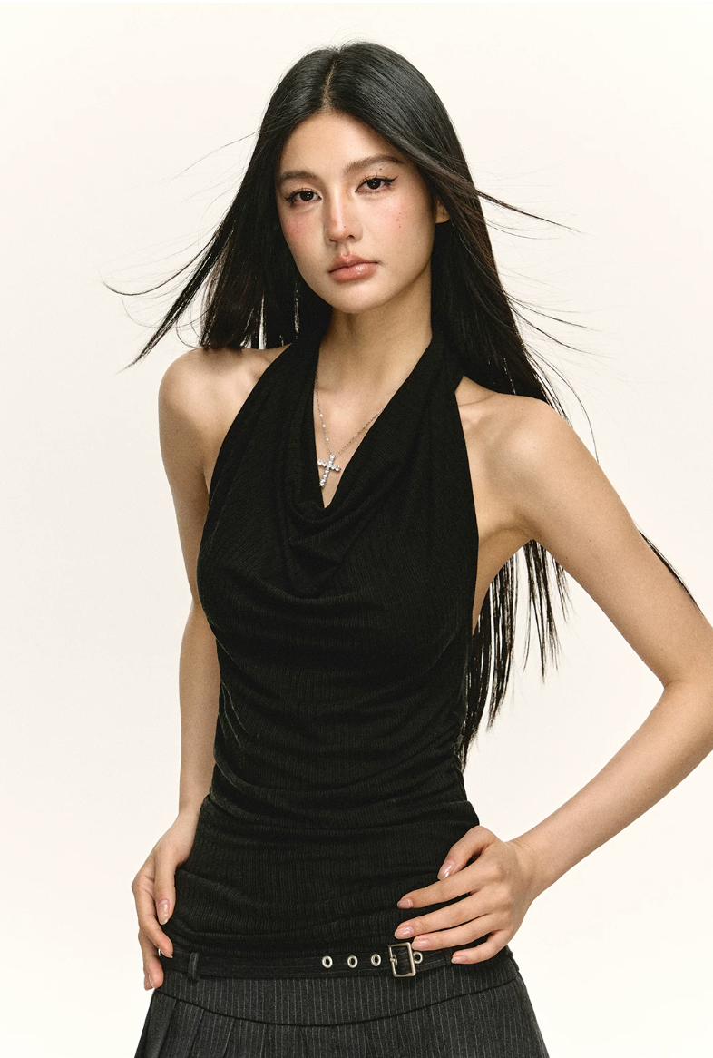 Draped Halter Ruched Top