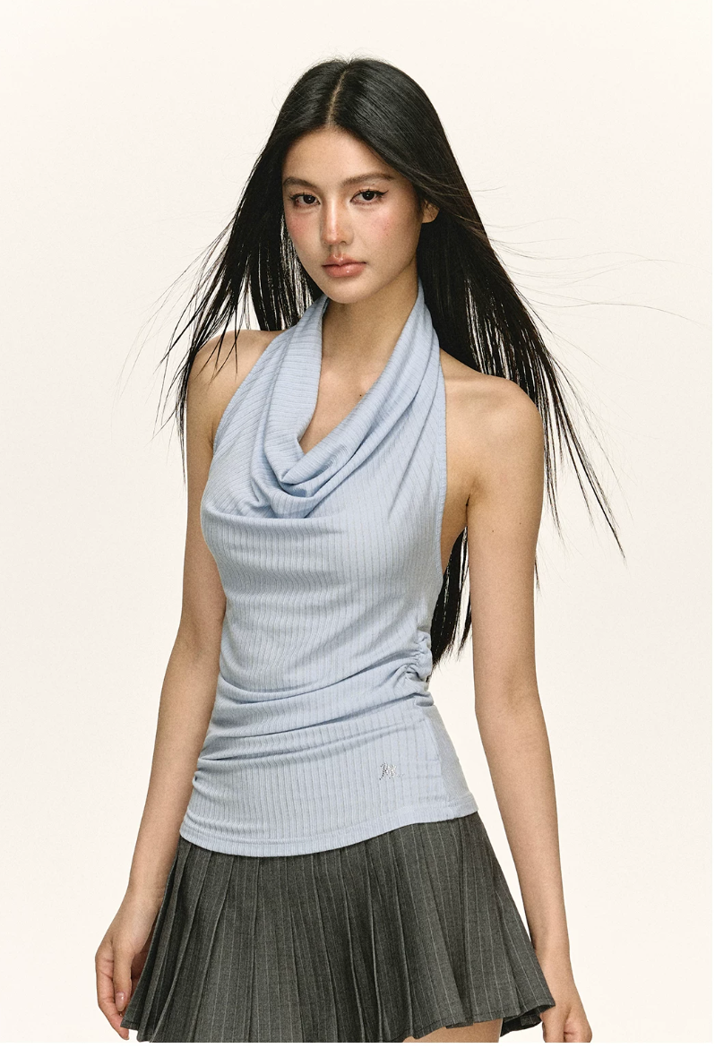 Draped Halter Ruched Top