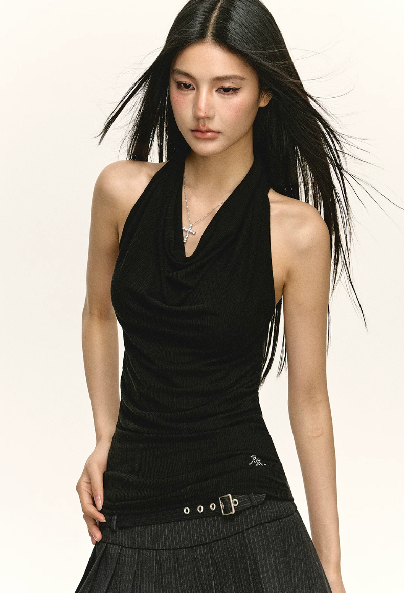 Draped Halter Ruched Top
