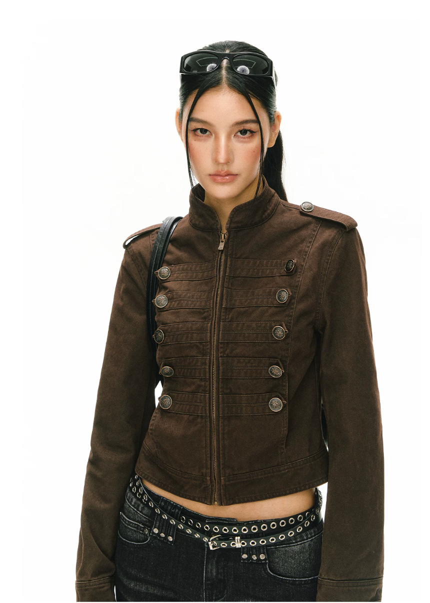 Washed Military Cropped Jacket