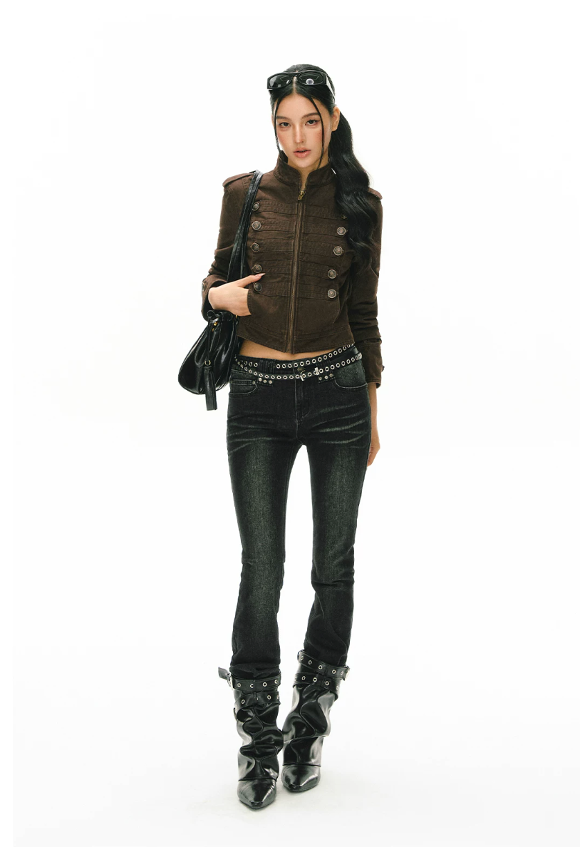 Washed Military Cropped Jacket