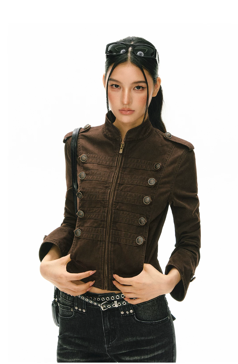 Washed Military Cropped Jacket