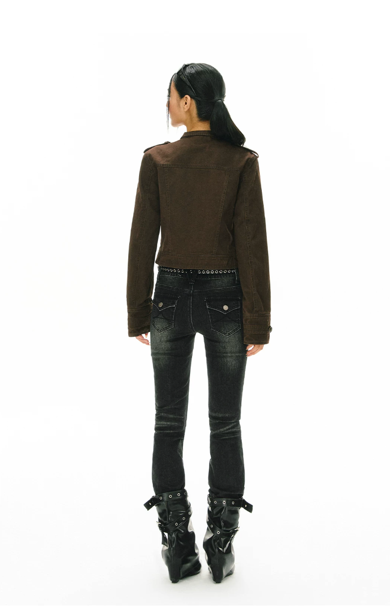 Washed Military Cropped Jacket