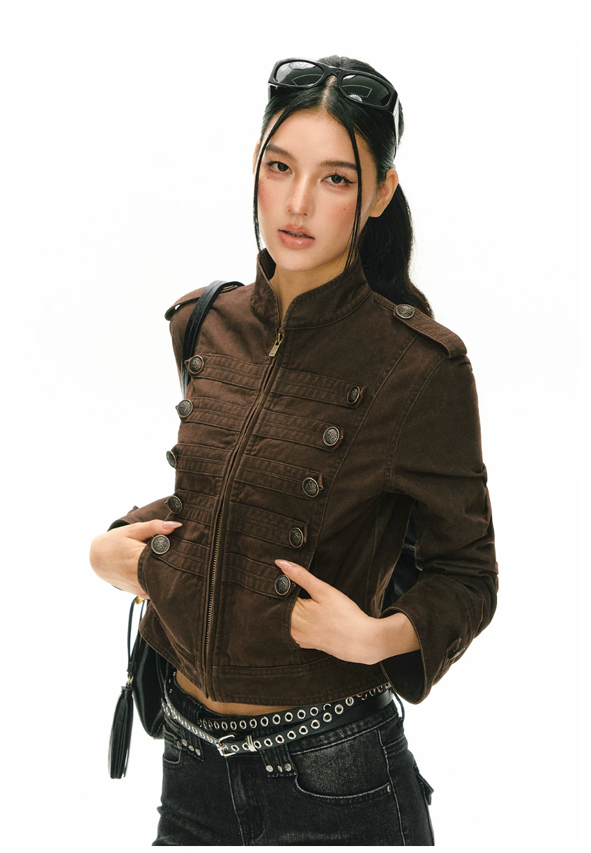 Washed Military Cropped Jacket